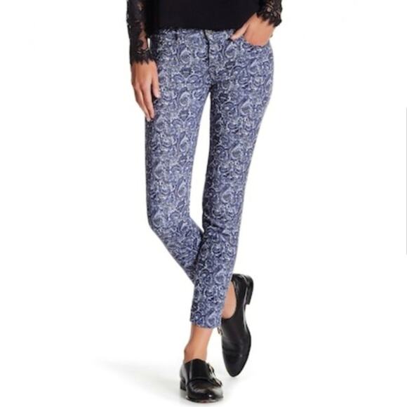 The Kooples Paisley Short Fit Black Cream Skinny Jeans Size 24 - Picture 1 of 9